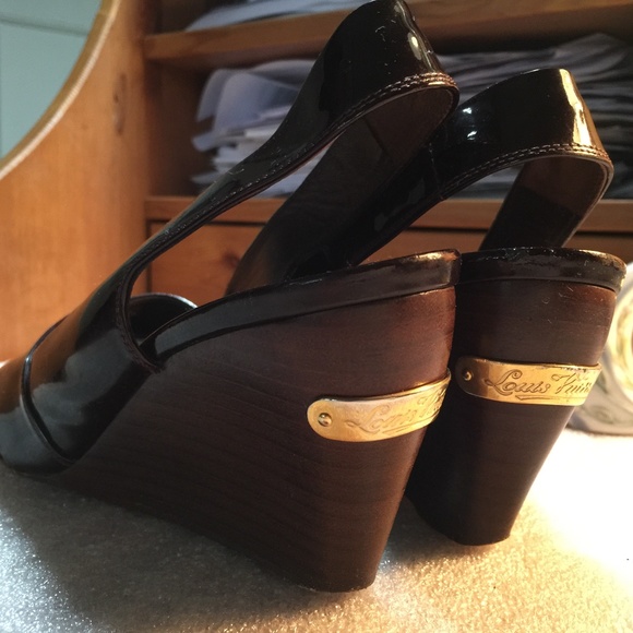 LOUIS VUITTON HEELS WEDGES PLTFRM BURGUND 7.5-37.5 - Picture 3 of 7